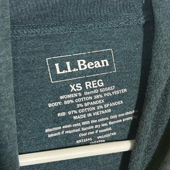 LL Bean Women's Bean's Cozy Camp Hoodie Spruce Heather Crossbars Size XS Teal - Picture 5 of 13